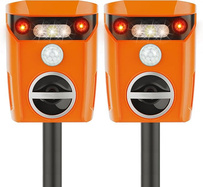 X-PEST 2 Packs Solar Animal Repeller Outdoor Ultrasonic Dog Squirrel Repeller Deterrent with LED Flashing Light Waterproof Deer Repellent Devices for Yard Lawn Farm Garden