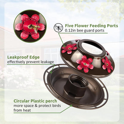 Hummingbird Feeder, BOLITE Glass Hummingbird Feeders for Outdoors Hanging, 20 Ounces, Leak Proof, Meshy Texture Ball Shape Bottle, Red, Birthday Gifts for Women Men, Gifts for Mom Dad