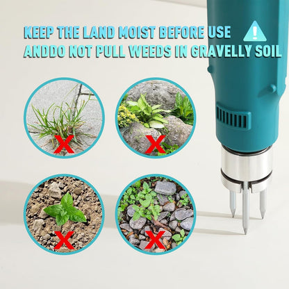 21V Electric Weed Puller Tool, Stand Up Heavy Duty Weed Puller w/3000mAh Battery*2, Root Weeder for Lawn/Yard