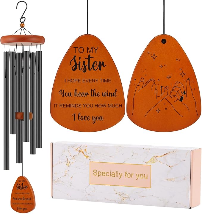 Sister Birthday Gifts, Sister Gifts for Birthday, Mothers Day, Thanksgiving, Christmas, 32 Inch Wind Chimes Gift for Home Decor