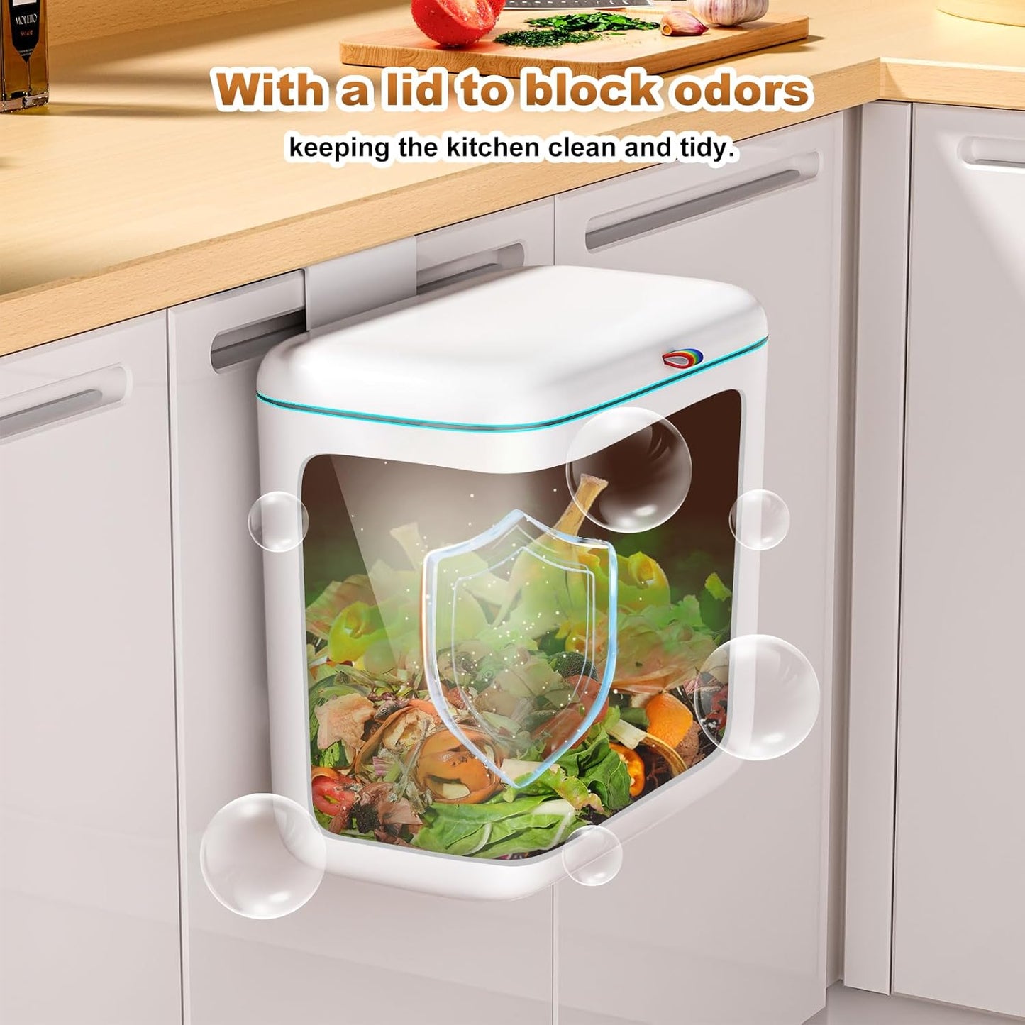 funest 2.6 Gallon Compost Bin Kitchen for Counter Top or Under Sink, Hanging Trash Can for Kitchen/RV/Bathroom/Office/Camping