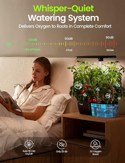 LETPOT LPH-Lite Hydroponics Growing System, 12 Pods Smart Herb Garden Kit Indoor, Indoor Garden, APP & WiFi Controlled, with 24W Growing LED, 5.5L Water Tank, Pump System, Automatic Timer