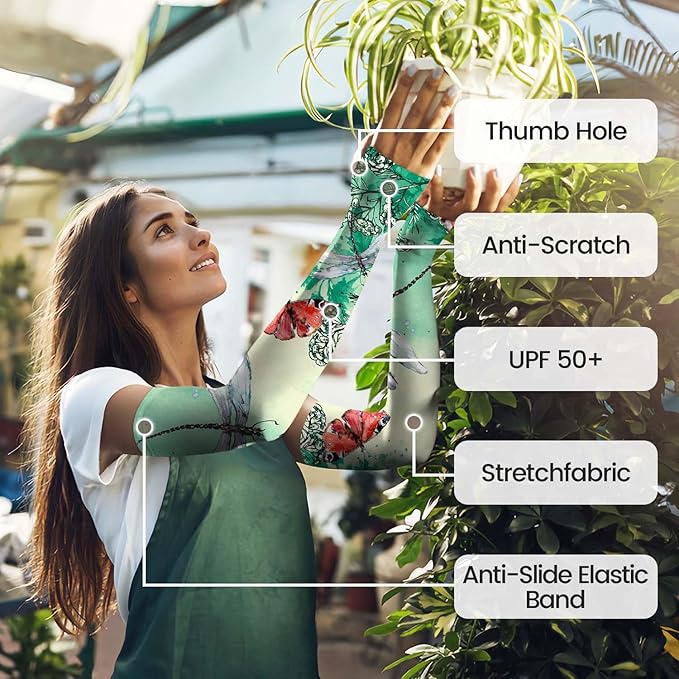 Gardening Sleeves Farm Sun Protection Arm Cooling Sleeves Thorn Proof Garden for Women Men with Thumb Hole