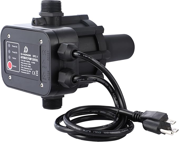 D-HONOR Water Pump Pressure Controller, 110V 50/60HZ Automatic Electronic Switch, Pressure Adjustable Range 1.5-2.5bar, Ideal for Various Water Pump Types