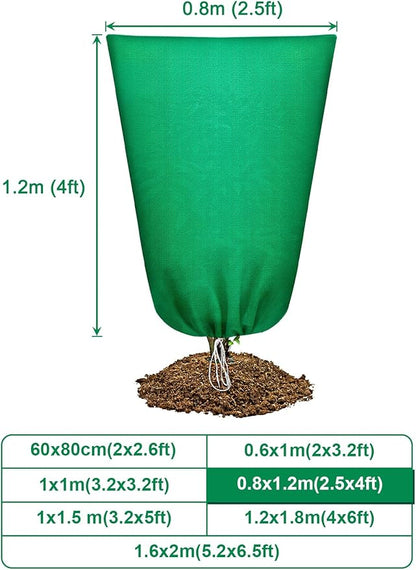 Abimars Thicker Plant Covers Freeze Protection Jacket 2.36 oz/yd², 2.5'x4' Reusable Winter Plant Covers with Drawstring & Zipper, 2 Pack Light, Porous Fabric for Plant Breathing