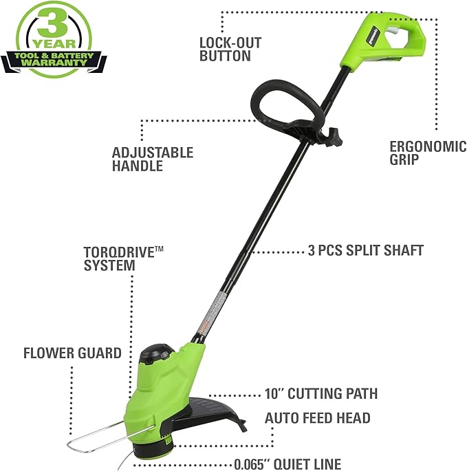 Greenworks 48V (2x24V) 20" Cordless pushMower & 10" String Trimmer Combo Kit – Ideal for Backyard Lawn Grooming, Edge Trimming & Small Garden Maintenance – W/ (4) 4.0Ah Batteries & Dual Port Charger