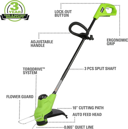 Greenworks 48V (2x24V) 20" Cordless pushMower & 10" String Trimmer Combo Kit – Ideal for Backyard Lawn Grooming, Edge Trimming & Small Garden Maintenance – W/ (4) 4.0Ah Batteries & Dual Port Charger