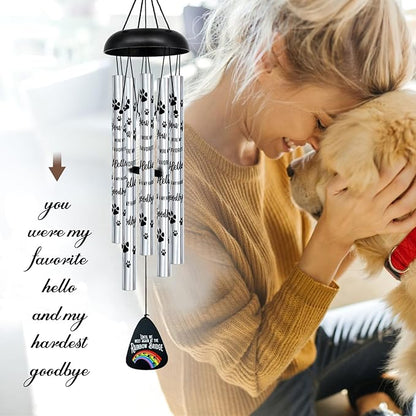 ASTARIN Pet Memorial Wind Chime, Wind Chimes for Loss of Dog, Pet Sympathy Gifts for Loss of Dog, Rainbow Bridge Bereavement Gift Wind Chime for Outside Indoor