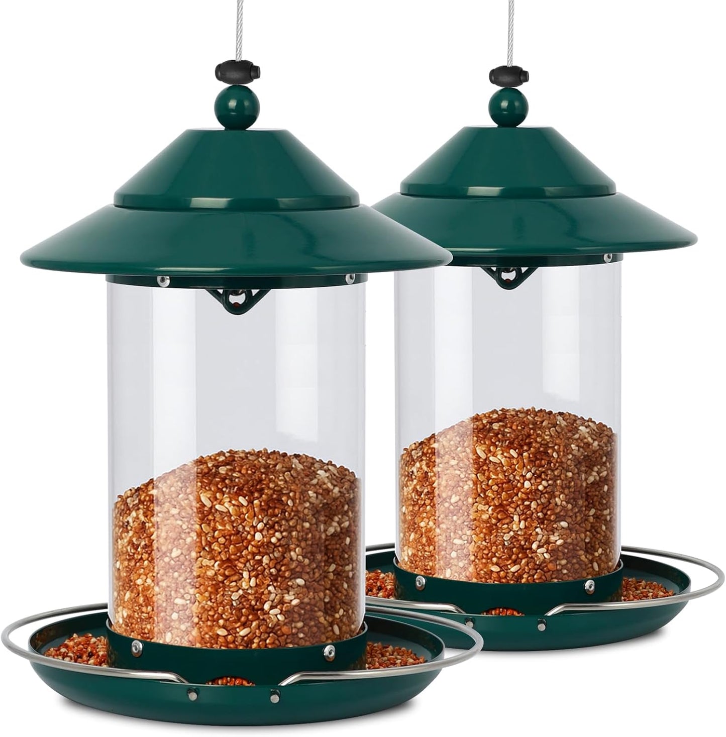 Metal Bird Feeder for Outdoors – 2.4LB Hanging Bird Feeder with 360-degree, Weatherproof & Rust-Resistant, Easy to Fill & Clean for Wild Bird Feeders in Backyard & Garden(2pcs)