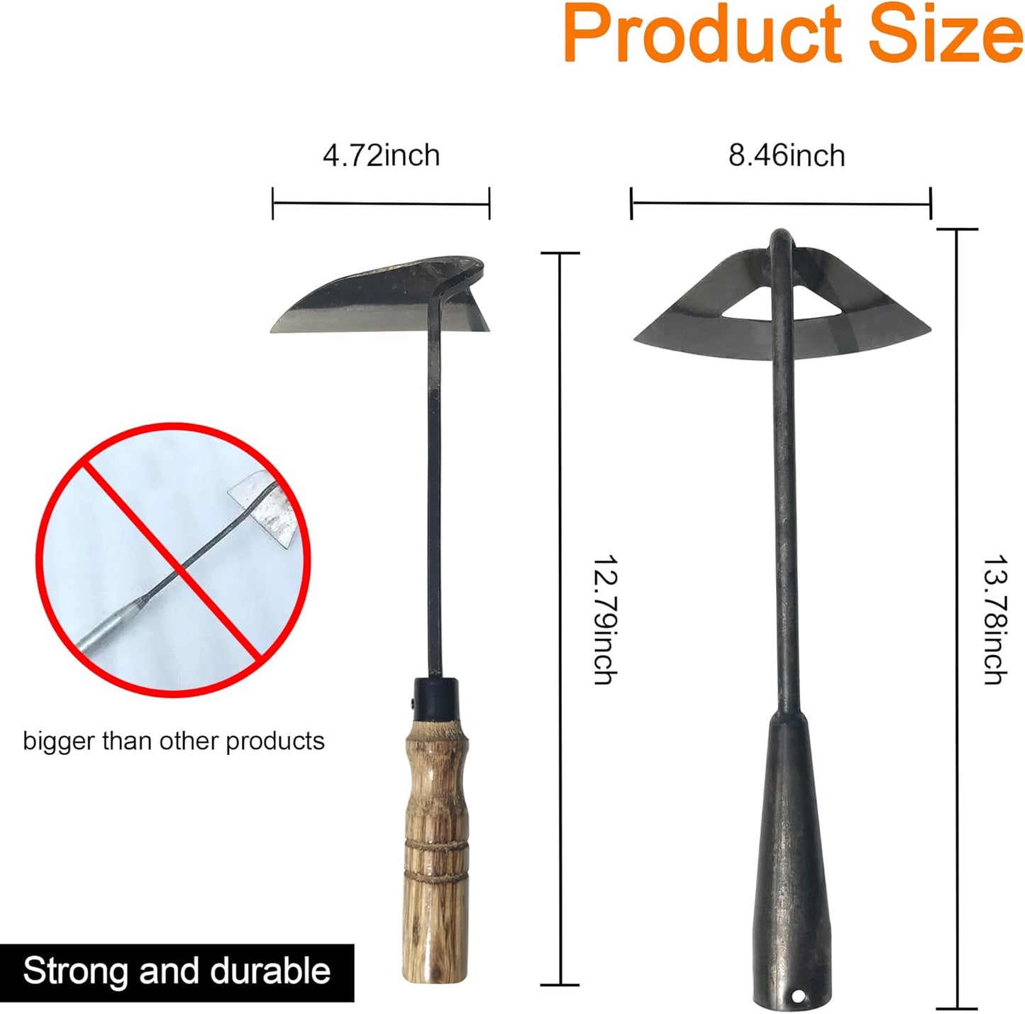 Pack of Gardening Tools Weeding Tool and Garden Hoe Weed Removal Tool with Blade Quick Weeder and Gardening Gloves (Hollow Hoe + Weeding Sickle)