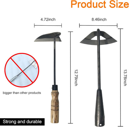 Pack of Gardening Tools Weeding Tool and Garden Hoe Weed Removal Tool with Blade Quick Weeder and Gardening Gloves (Hollow Hoe + Weeding Sickle)