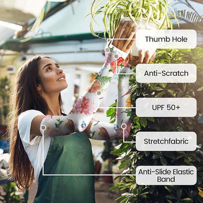 Gardening Sleeves Farm Sun Protection Arm Cooling Sleeves Thorn Proof Garden for Women Men with Thumb Hole