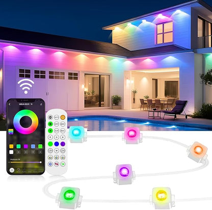 Permanent Outdoor Lights, 300ft Smart RGB+IC LED Lights Outside with 16 Million DIY Colors, IP67 Waterproof Eternity Eaves Lighting for Christmas Halloween Holiday Daily Decorations