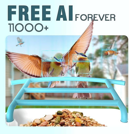 Bird Feeder with Camera-2K HD & Full Color Night Vision, Free AI Forever for 1,1000+ Species Identification, Solar Powered Wireless Outdoor, Includes 64GB TF Card, Two-Way Audio, App Alerts