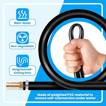 3/8 Inch Self Sinking Aeration Hose for Aquaculture Fountain Irrigation Aerator Hose Kit with 4 Menders and 4 Stainless Steel Clamps