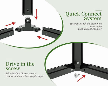 Jocisland 14x9.5x9 FT Outdoor Aluminum Greenhouse with Quick Connect Fittings, 6 FT Height Double Doors with Hook, Polycarbonate Walk-in Greenhouse for Backyard, Black
