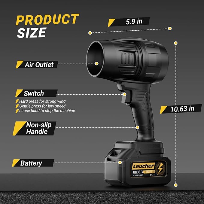 Leaf Blower Cordless,Hand Held Blower with 21V*2 Pcs Batteries,300000RPM Turbo Jet Blower,Portable Leaf Blower for Patio Cleaning,Lawn Care, Leaves and Dust