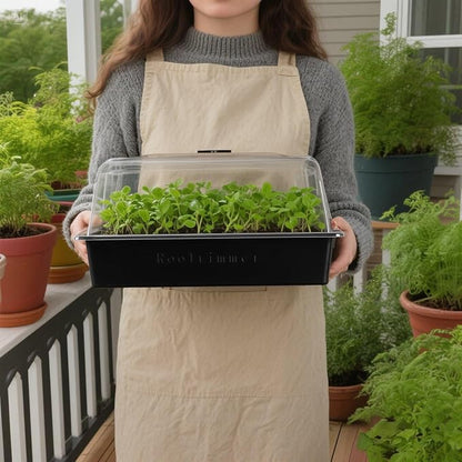 Leak-Proof Seed Starter Trays with 4" Humidity Dome & Drip Tray - 5-Pack Heavy-Duty Plastic Propagation Kit for Herbs, Microgreens, Indoor Gardening, Durable Reusable Plant Growing Trays