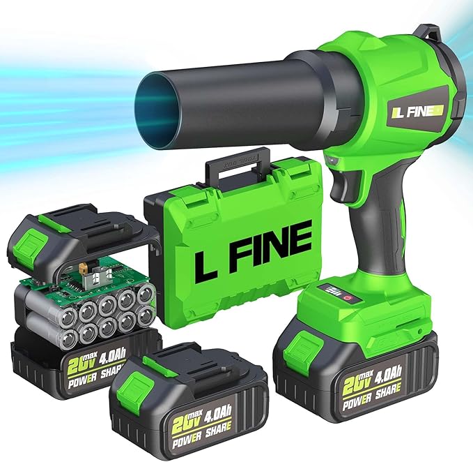 Leaf Blower Cordless - Lightweight Electric Handheld Blower with Battery and Charger, 3 Speed Mode, Blowers for Lawn Care, Patio Cleaning, Dust Cleaner (Dark Green)