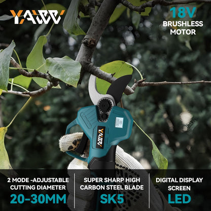 Brushless Electric Pruning Shears for Makta 18V Battery, Portable Cordless Pruning Shears with LCD Display＆SK5 Blades, Adjustable Cutting Diameter 0.8-1.2 Inch for Gardening Tree Pruning(NO Battery)