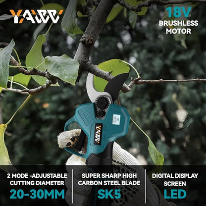 Brushless Electric Pruning Shears for Makta 18V Battery, Portable Cordless Pruning Shears with LCD Display＆SK5 Blades, Adjustable Cutting Diameter 0.8-1.2 Inch for Gardening Tree Pruning(NO Battery)