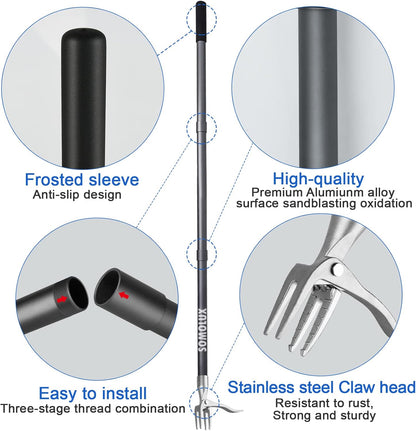 SOMOLUX 52'' Weed Puller Stand-up Weeder Weeding Tool for Gardening Heavy-duty Stainless Steel Claw with Long Metal Handle Weed Remove Tool for Lawn/Yard and Garden without Bending or Kneeling