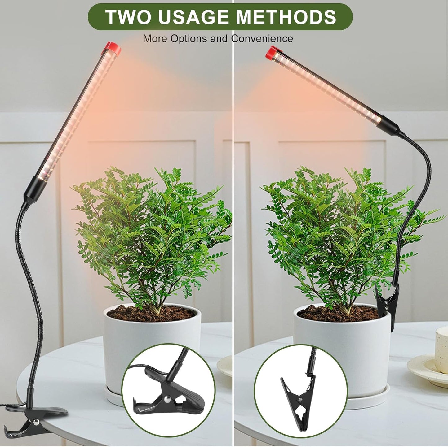 5-Pack Clip Grow Lights for Indoor Plants with Timer 4,8,12 Hr, 9W Power Home Plug, FECiDA 2025 Brightest Mini LED Grow Light for Bonsai, Pot Plants, Small Full Spectrum Plant Growing Lamps