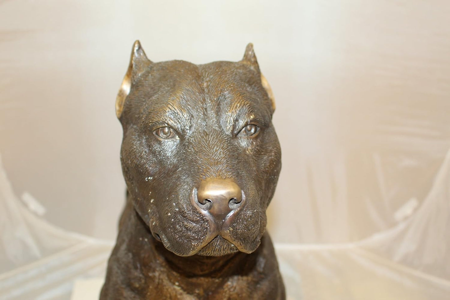Pit Bull Dog Bronze Statue, Heston Metal Garden Sculpture - Perfect for Dog Lovers, Elegant Outdoor Decor for Home & Garden, Stunning Artwork, 33" L x 11" W x 26" H