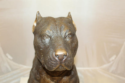 Pit Bull Dog Bronze Statue, Heston Metal Garden Sculpture - Perfect for Dog Lovers, Elegant Outdoor Decor for Home & Garden, Stunning Artwork, 33" L x 11" W x 26" H
