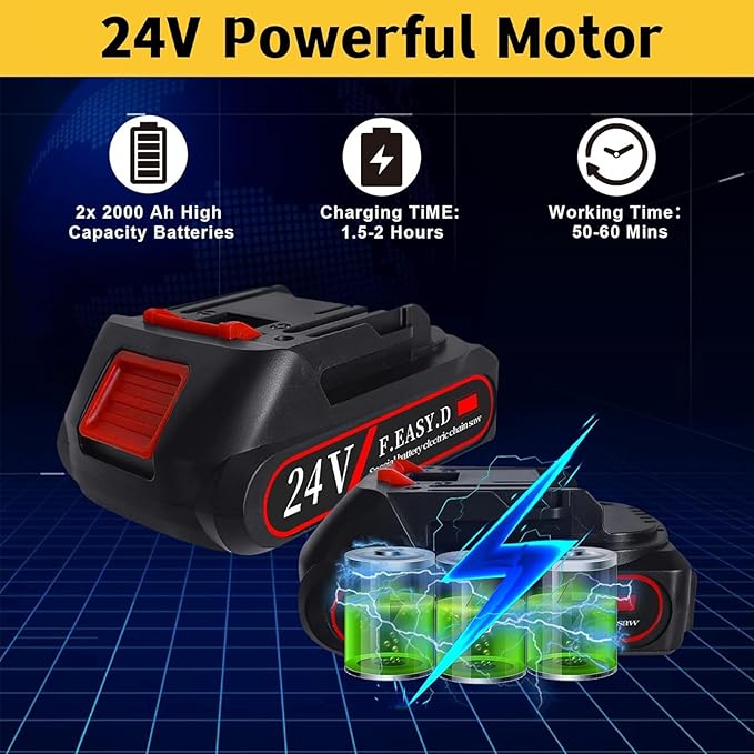 24V Cordless Hedge Trimmer & Grass Shear, 2 in 1 Handheld Shrubbery Trimmer Electric Grass Trimmer, Lightweight & Safe Grass Cutter/Hedge Shear with 2 Pcs Rechargeable Batterys and Charger