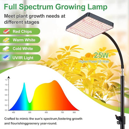 25W Grow Lights for Indoor Plants, Seed Starting, Bonsai with Stand and Timer Auto On/Off, 2500 Lumen Enough Bright Like A Small Sun for Your Jungle, Daisy Chain Function, 40"-64" Height Adjustable