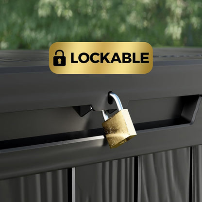 TARKARI 80 Gallon Lockable Resin Deck Box, Waterproof & UV-Resistant Outdoor Storage Box for Outdoor Cushion Storage, Garden Tools & Pool Accessories Storage, Black