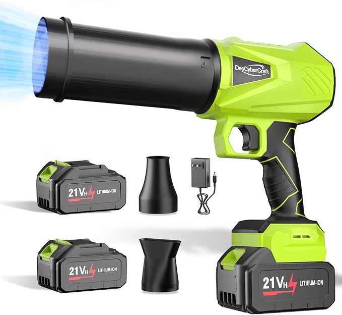 Leaf Blower Cordless with Battery and Charger, 21V Portable Handheld Electric Leaf Blower, Extended Nozzle Design, Adjustable Speed Blower for Patio Cleaning