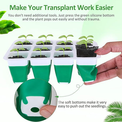 36 Cells Seed Starter Tray with Grow Light, Reusable Pop-Out Seed Starter Kit, Indoor Gardening Plant Germination Trays for Seeds Starting