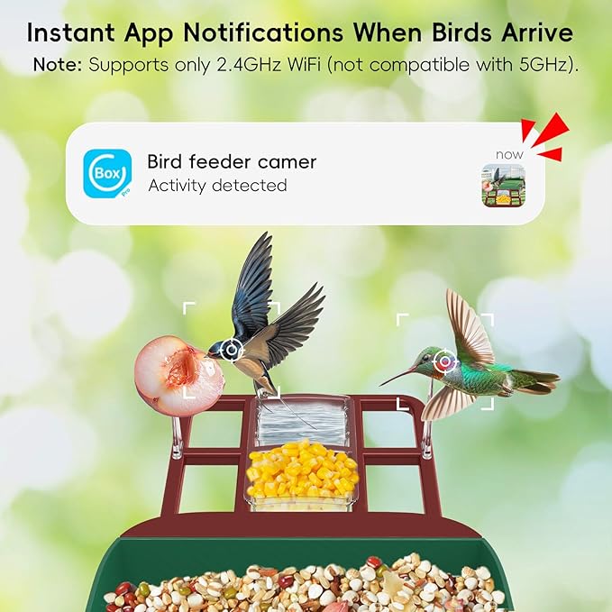Smart Bird Feeder with Camera, Solar Panel & 5200mAh Battery, 4K HD Video, AI Identification, Instant Arrival Alerts & Alarm, IP65 Weatherproof, 32GB Card, 2L Capacity, Bird Lover’s Smart Companion