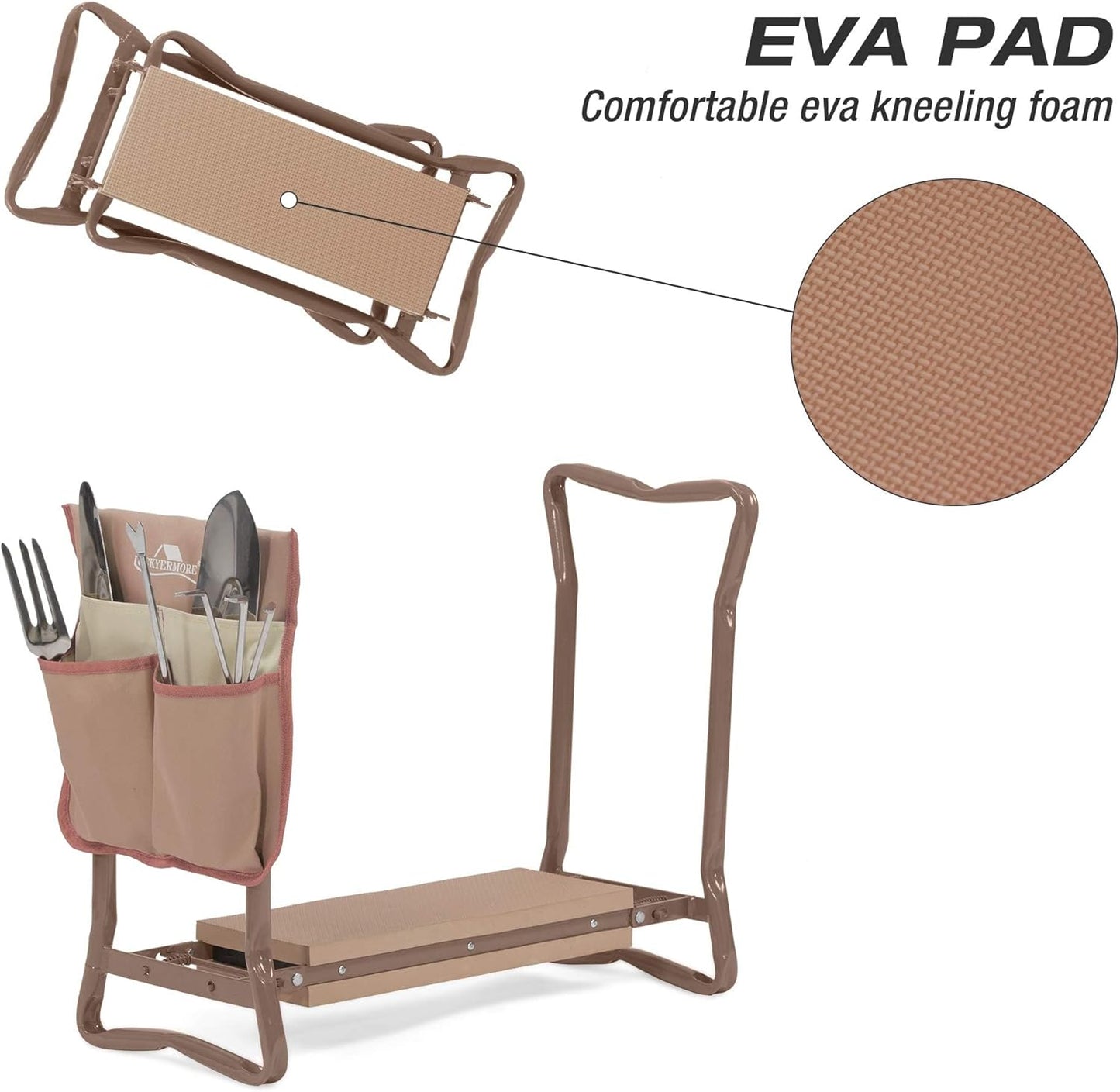Garden Kneeler and Seat, Garden Folding Bench with Tool Pocket, Garden Gloves and Soft EVA Kneeling Pad
