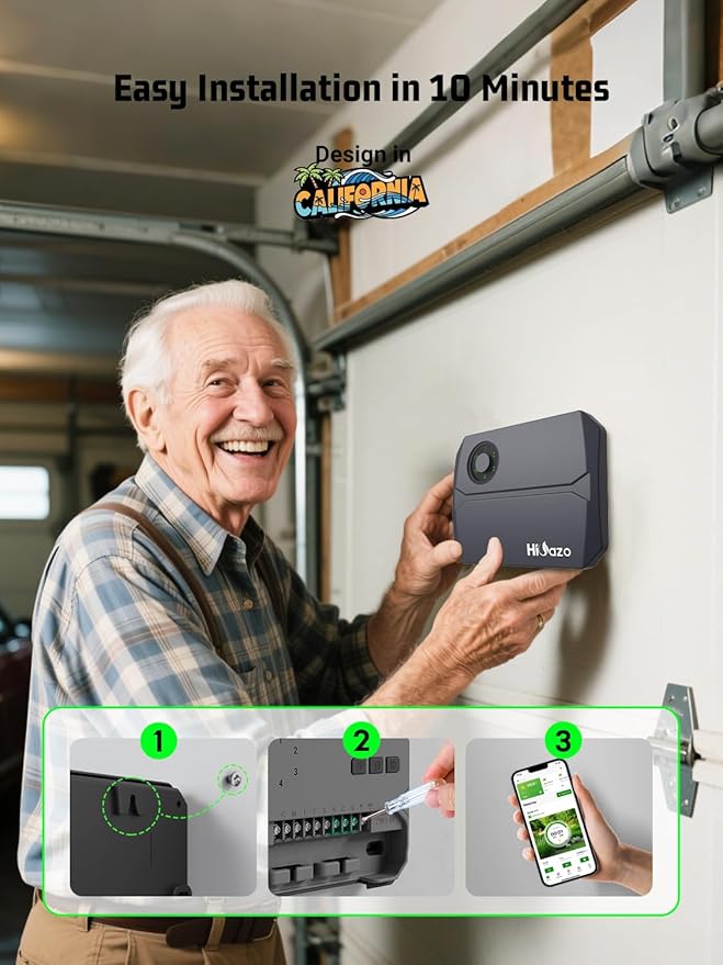 Smart Sprinklers Controller WiFi, Irrigation Controller Easy Use App Enabled, 4 Zone + 16 Plans, Save Water Auto Skip Rain, Freeze & Wind, 10 Minutes Install (Deep Grey)