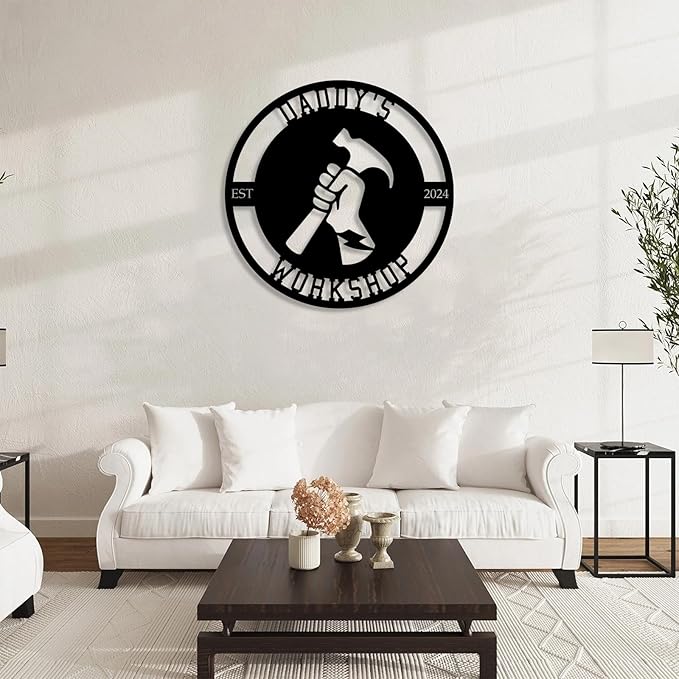 Personalized Metal Signs | Custom Plaque Wall Art | Worshop Metal Sign | Custom Sign Outdoor Metal | Custom Work Shop Metal Sign | Shop Signs | Personalized Father Gifts | Family Name Sign