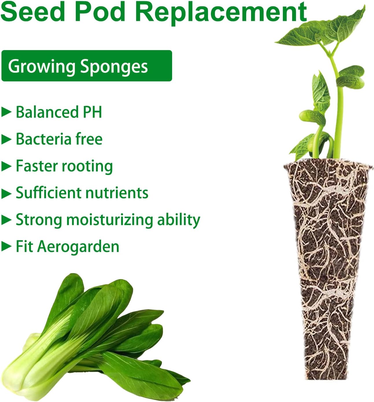 Grow Sponges, Starter Pods Compatible with Aero Garden,Refill Pods for Hydroponic Growing System (100pcs)