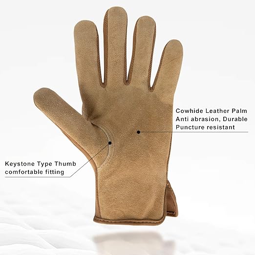 HLDD HANDLANDY 2 Pairs Leather Gardening Gloves for Men, Utility Work Gloves for Gardening, Yardwork, Construction, Mechanics, Great Garden Gifts for Men Women