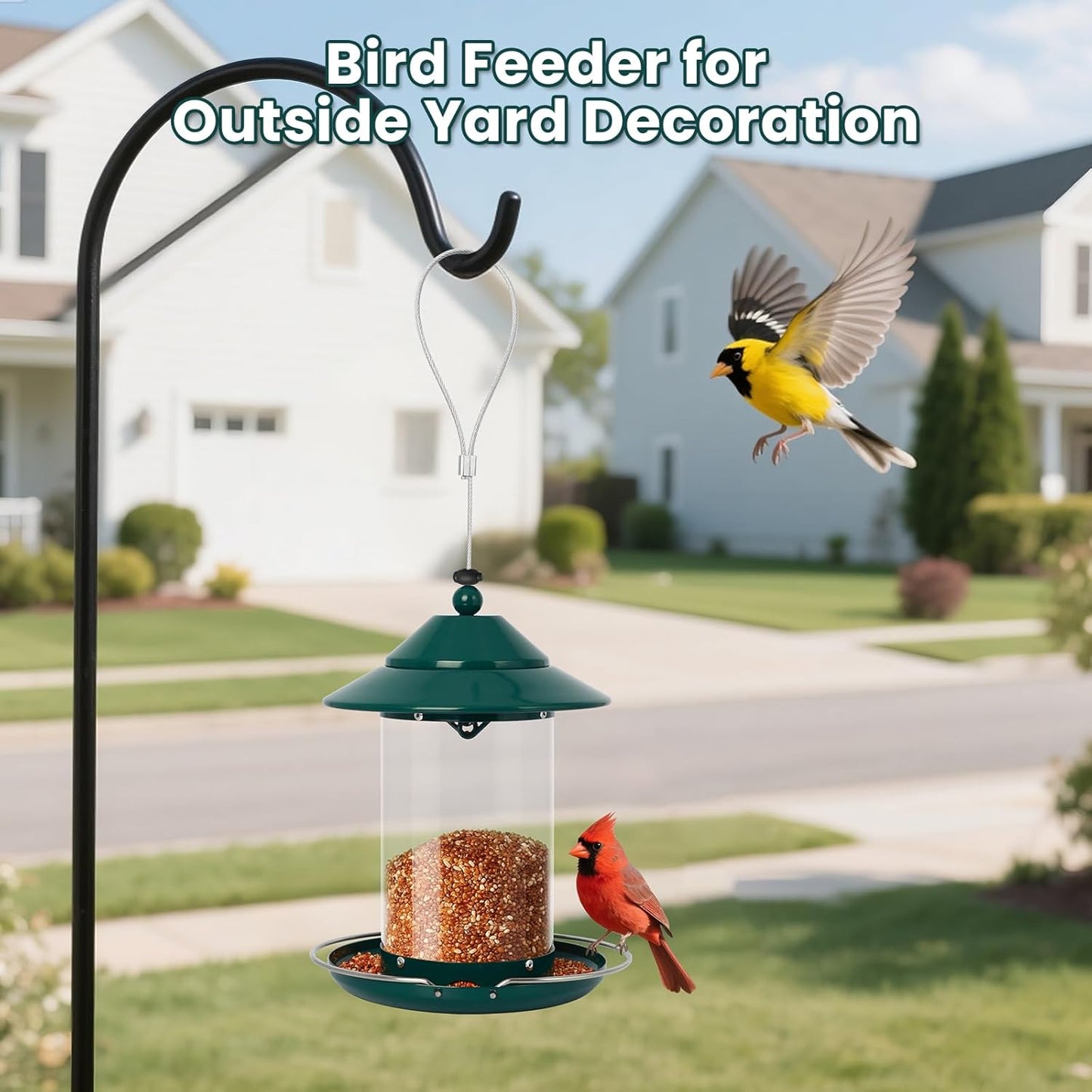 Metal Bird Feeder for Outdoors – 2.4LB Hanging Bird Feeder with 360-degree, Weatherproof & Rust-Resistant, Easy to Fill & Clean for Wild Bird Feeders in Backyard & Garden(2pcs)