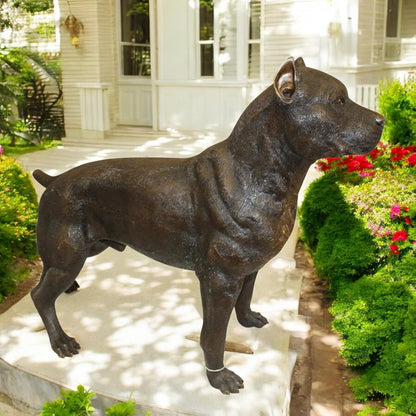 Pit Bull Dog Bronze Statue, Heston Metal Garden Sculpture - Perfect for Dog Lovers, Elegant Outdoor Decor for Home & Garden, Stunning Artwork, 33" L x 11" W x 26" H