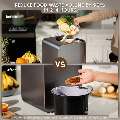 Airthereal Revive Electric Kitchen Composter, SHARKSDEN Tri-Blade, Turn Food Waste and Scraps into Dry Compost Fertilizer for Plants, R500 Gray