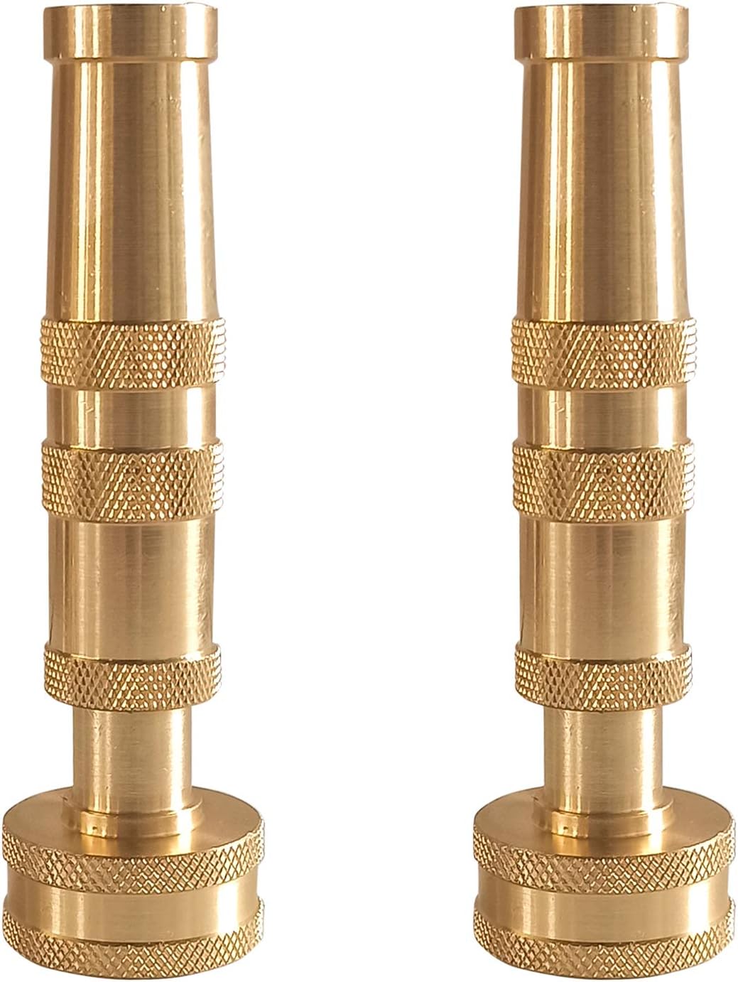 Hourleey Adjustable Twist Hose Nozzle, 4" Heavy-Duty Brass Hose Nozzle with 10 Garden Hose Rubber Washers, 2 Pack
