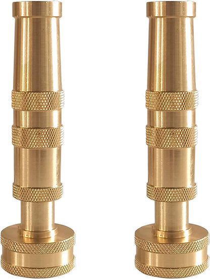 Hourleey Adjustable Twist Hose Nozzle, 4" Heavy-Duty Brass Hose Nozzle with 10 Garden Hose Rubber Washers, 2 Pack
