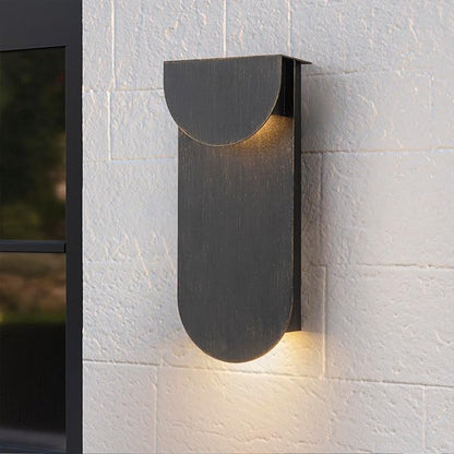 Modern Outdoor Wall Sconce Integrated LED Patio Wall Light Fixture, 2-Light Total 8W 3000K, Black Sweep Gold, Outdoor House Light Wall Mount for Garage Front Porch