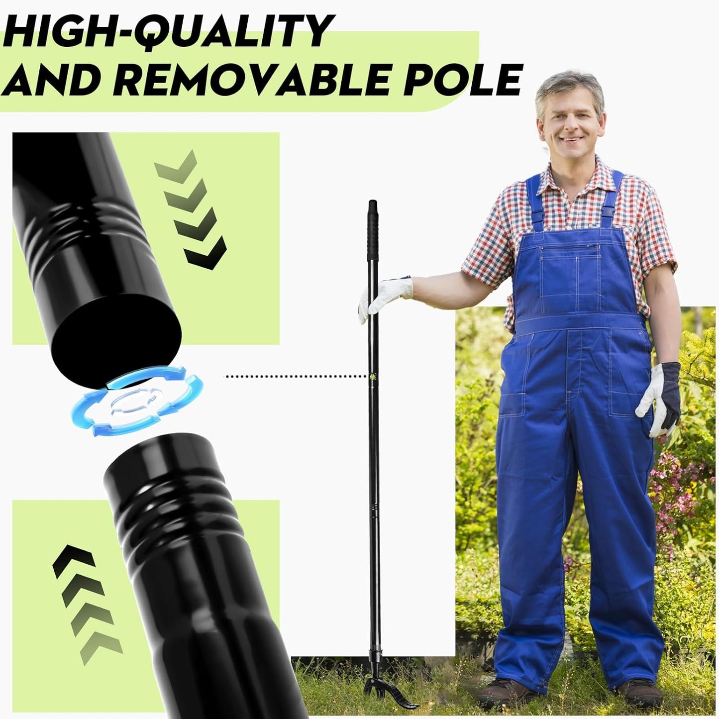 Manual Weed Puller Tool - Reinforced 4-Claw Steel Head - Updated Version Efficient Weed Remover with Long Handle for Garden Weeding Easily Remove Weeds Effortlessly Without Kneeling