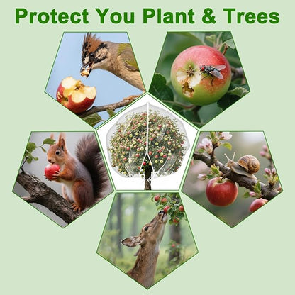 2-Pack 6 x 6ft Garden Netting with Zipper & Drawstring, Reusable Fine Mesh Cover for Plants, Fruit Trees, Vegetable Protection from Birds, Squirrels, Deer