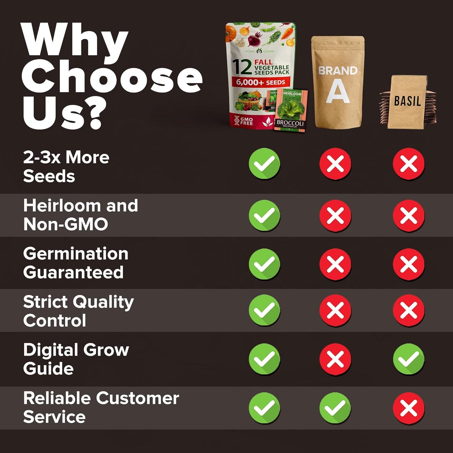 HOME GROWN 12 Fall Vegetable Seeds 6,000+ 𝗨𝗦𝗔 Heirloom 𝗡𝗢𝗡-𝗚𝗠𝗢 Seeds for Fall & Winter Planting – Beets, Broccoli, Cabbage, Kale, Onion, Pumpkin, Turnip, Lettuce, Peas & More for Home Garden