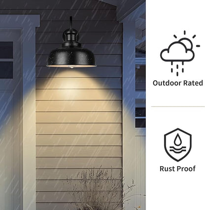 Solar Barn Light for Outside, Gooseneck Outdoor Wall Lights Solar Powered, Farmhouse Exterior Wall Sconce, Industrial Outside Lighting Fixture, Rustic Lantern for Garage, Barn, Shed, RZSR007